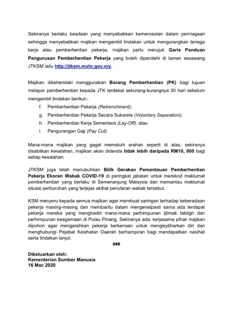 Contoh Notis Pengurangan Gaji / Pkp2 0 Majikan Tolak Gaji Pekerja Untuk Tempoh 13 26 Januari ...